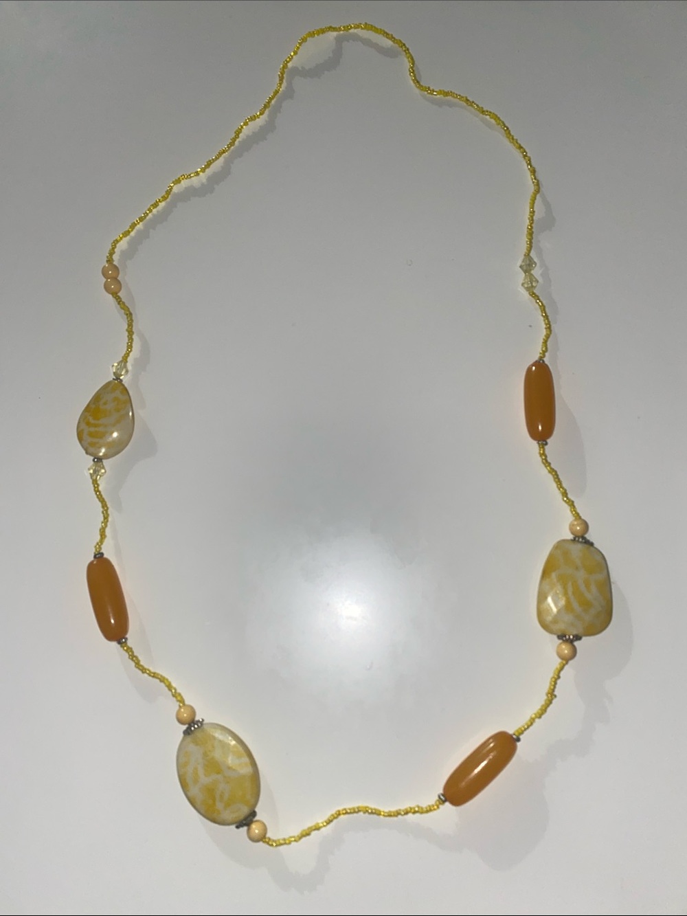 Large Yellow Beaded Gemstone-Style Necklace